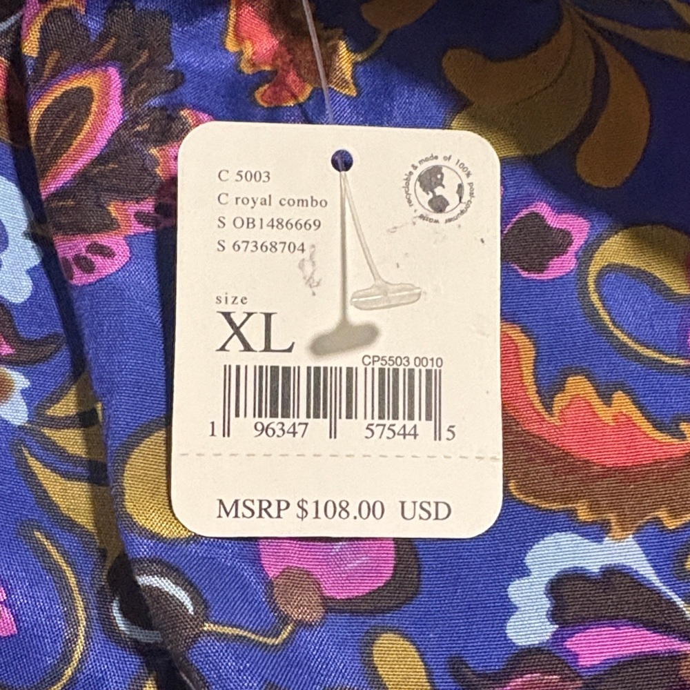Free People Pixie Floral Print V-Neck Sleeveless Tie Open Back Tunic NWT size XL - Picture 5 of 9